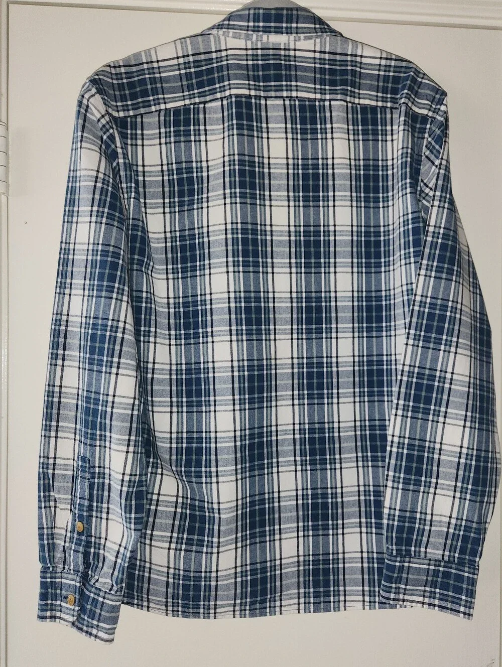 J Crew Button Down Blue White Plaid Men's Size XL EUC $27